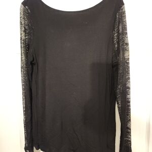Lauren Ralph Lauren Black Lace Sleeve Top